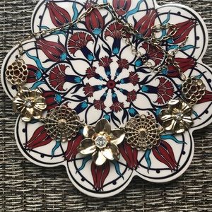 2/$10 Gold Tone Floral Statement Necklace